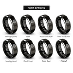 font options for inside engraving on black & grey globe laurel wreath rings