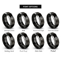 font options for inside engraving on black & grey globe laurel wreath rings