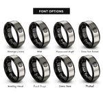 font options for inside engraving on black & grey globe laurel wreath rings