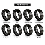 font options for inside engraving on black globe laurel wreath rings