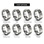 font options for inside engraving on silver globe laurel wreath rings
