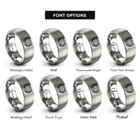 font options for inside engraving on silver globe laurel wreath rings