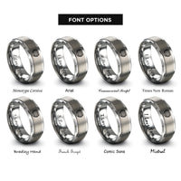 font options for inside engraving on grey globe laurel wreath rings