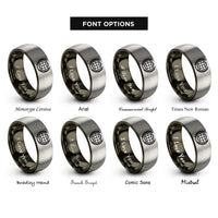font options for inside engraving on gunmetal & gray globe laurel wreath rings