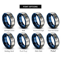 font options for inside engraving on blue & gray globe leaf rings