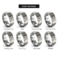font options for inside engraving on gray globe leaf rings