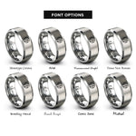 font options for inside engraving on gray globe leaf rings
