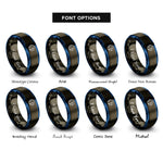 font options for inside engraving on gunmetal & blue globe leaf rings