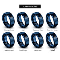 font options for inside engraving on blue globe meridians rings