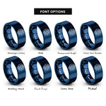 font options for inside engraving on blue globe meridians rings