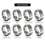 font options for inside engraving on silver globe meridians rings