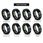 font options for inside engraving on gunmetal & blue globe meridians rings