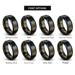 font options for inside engraving on gunmetal & blue globe meridians rings