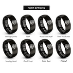 font options for inside engraving on black globe orbit arrow rings
