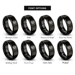font options for inside engraving on black globe orbit arrow rings