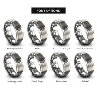 font options for inside engraving on silver globe orbit arrow rings