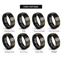 font options for inside engraving on gunmetal & black globe orbit arrow rings