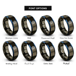 font options for inside engraving on gunmetal & blue globe thermometer rings