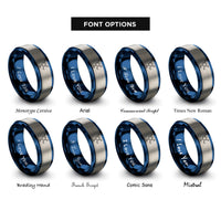 font options for inside engraving on blue & gray glucose haworth projection rings
