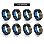 font options for inside engraving on gunmetal & blue glucose haworth projection rings
