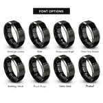 font options for inside engraving on black & grey glucose molecule rings