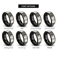 font options for inside engraving on black & silver glucose molecule rings