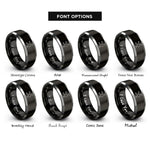 font options for inside engraving on black & grey glucose molecule rings