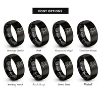 font options for inside engraving on black glucose molecule rings