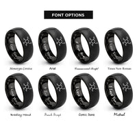 font options for inside engraving on black glucose molecule rings