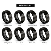 font options for inside engraving on black glucose molecule rings