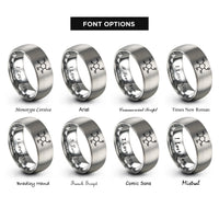 font options for inside engraving on silver glucose molecule rings