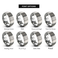 font options for inside engraving on gray glucose molecule rings