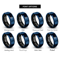 font options for inside engraving on black & blue go rings