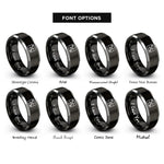 font options for inside engraving on black & grey go rings