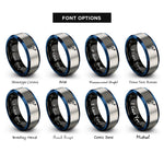 font options for inside engraving on black & blue & grey goalkeeper save rings