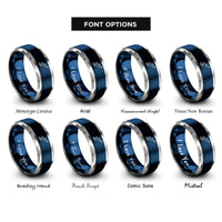 font options for inside engraving on blue & silver goalkeeper save rings