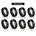 font options for inside engraving on black & silver goat rings