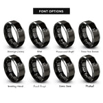 font options for inside engraving on black & grey goat rings