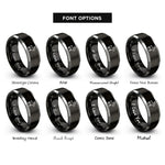 font options for inside engraving on black & grey goat rings