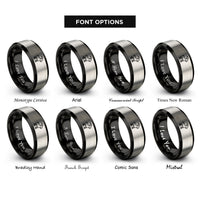 font options for inside engraving on black & grey goat rings