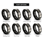 font options for inside engraving on black & gray goat rings