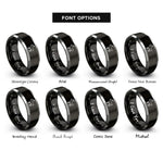font options for inside engraving on black & silver goat rings