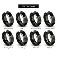 font options for inside engraving on black & silver goat rings