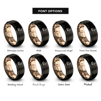 font options for inside engraving on black & rose gold goat rings