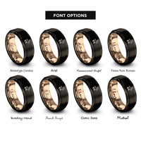 font options for inside engraving on black & rose gold goat rings