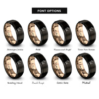 font options for inside engraving on black & rose gold goat rings
