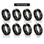 font options for inside engraving on black & gray goat hoof rings