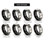 font options for inside engraving on black & silver goat hoof rings