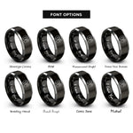 font options for inside engraving on black & grey goat print rings