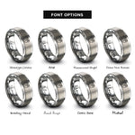 font options for inside engraving on silver goat print rings